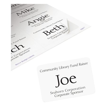Avery Flexible Adhesive Name Badge Labels, 3.38 x 2.33, White, PK400 05395